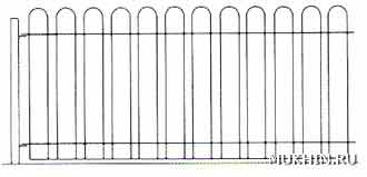 Забор с вертикальными металлическими прутьями