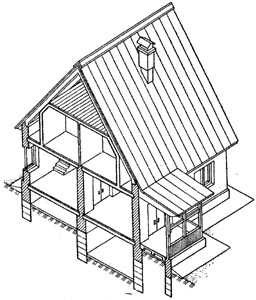 рис.167 (Конструктивное решение мансарды при крутизне крыши 45°)