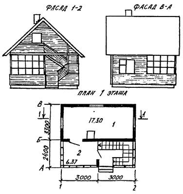 Однокомнатный домик с мансардой (стены деревянные)