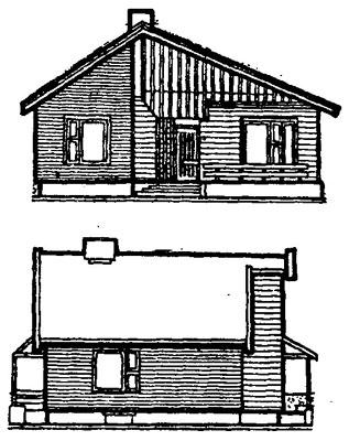Одноэтажный двухкомнатный дом