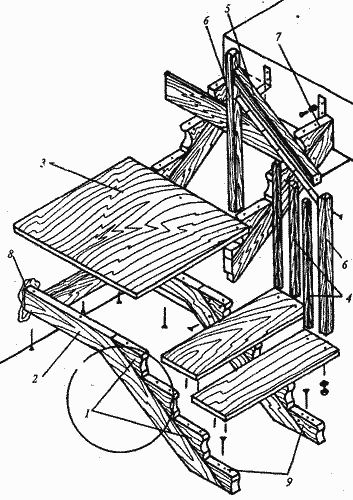 Элементы двухмаршевой лестницы на косоурах с промежуточной площадкой