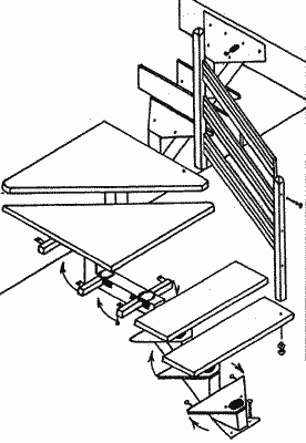 Вариант конструкции поворотных звеньев лестницы на шарнирной основе