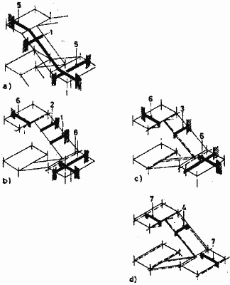 Лестницы, лестничные марши и их соединения в зависимости от их статического режима