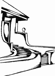 Монолитная лестница с поворотным криволинейным маршем